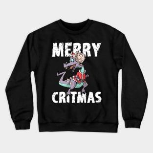 Critical Hit D20 Dice RPG Meme PnP Dragon Merry Critmas Gift Crewneck Sweatshirt